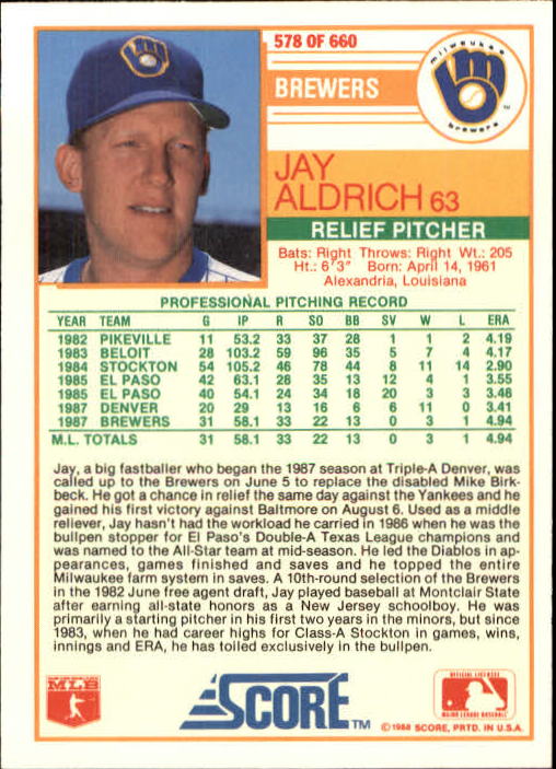 1988 Score Baseball Card Pick 514-660 - Picture 127 of 251