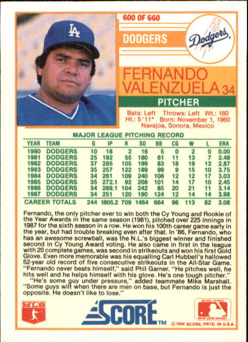 1988 Score Baseball Card Pick 514-660 - Picture 161 of 251
