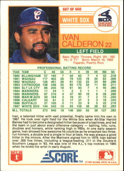 1988 Score Baseball Card Pick 514-660 - Picture 175 of 251