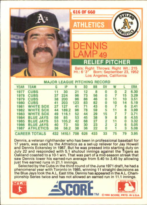 1988 Score Baseball Card Pick 514-660 - Picture 191 of 251