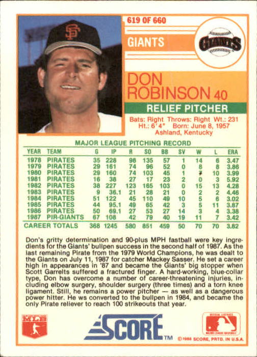1988 Score Baseball Card Pick 514-660 - Picture 197 of 251