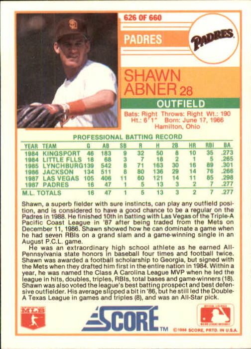 1988 Score Baseball Card Pick 514-660 - Picture 207 of 251
