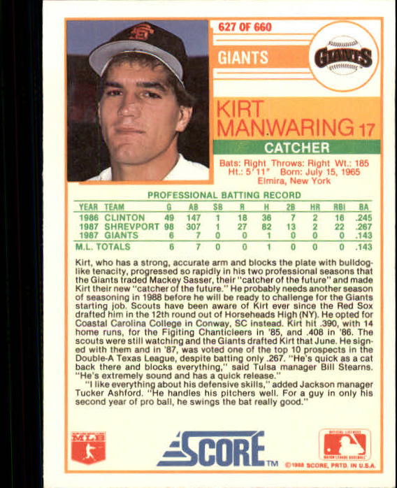 1988 Score Baseball Card Pick 514-660 - Picture 209 of 251