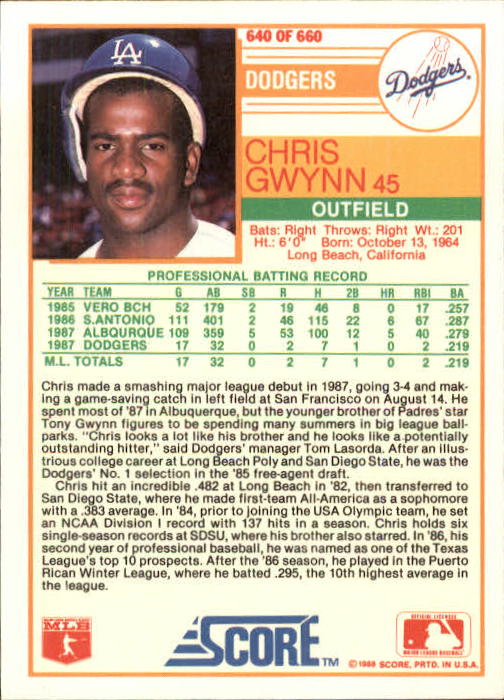 1988 Score Baseball Card Pick 514-660 - Picture 219 of 251