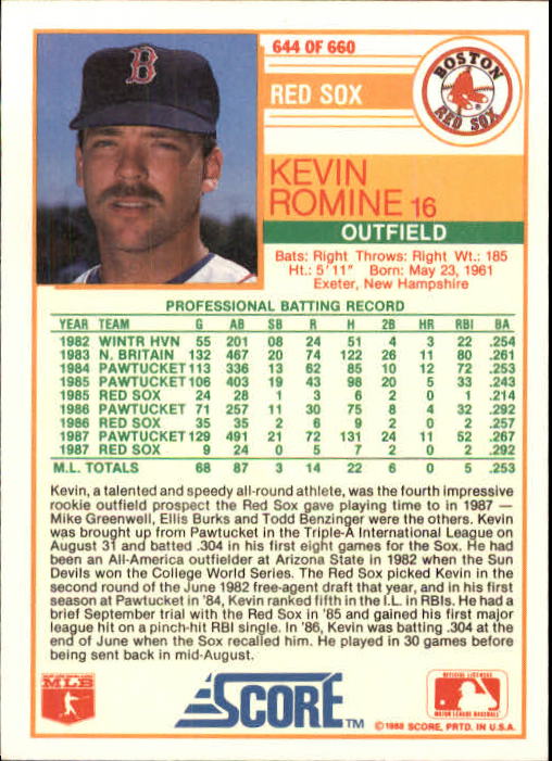 1988 Score Baseball Card Pick 514-660 - Picture 225 of 251