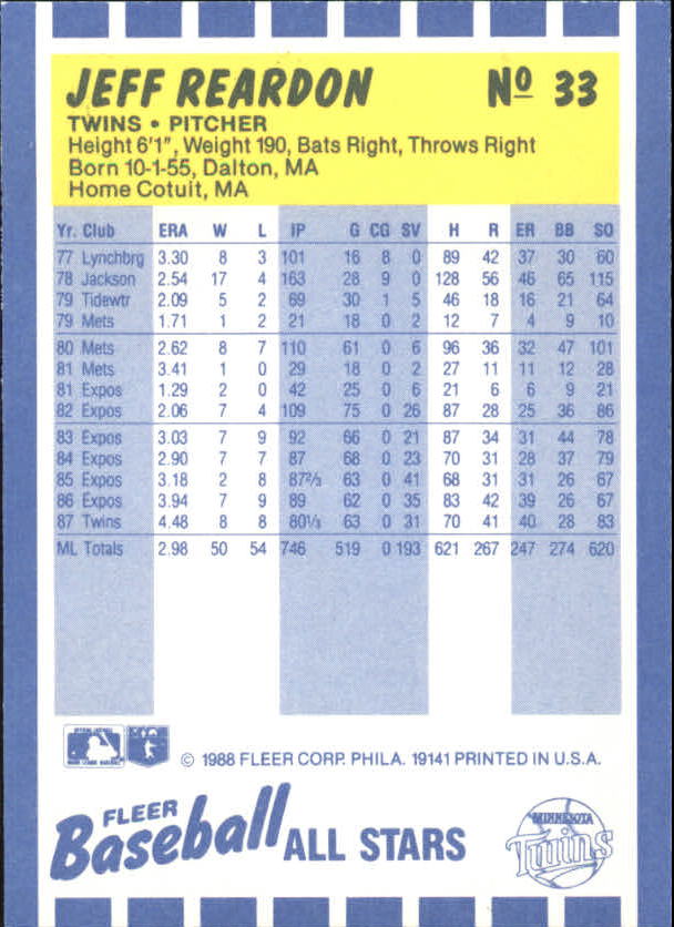 1988 Fleer Baseball All-Stars Baseball Card Pick - Picture 49 of 67