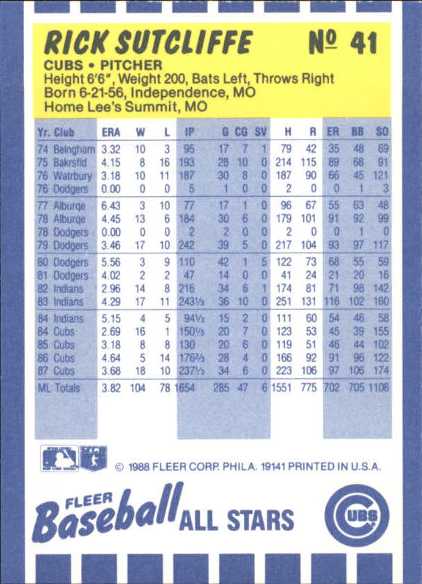 1988 Fleer Baseball All-Stars Baseball Card Pick - Picture 63 of 67