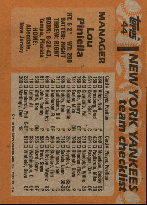 1988 Topps Baseball Card Pick 1-254 - Picture 89 of 499