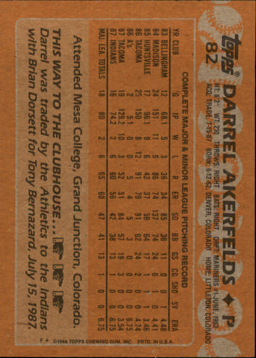 1988 Topps Baseball Card Pick 1-254 - Picture 163 of 499