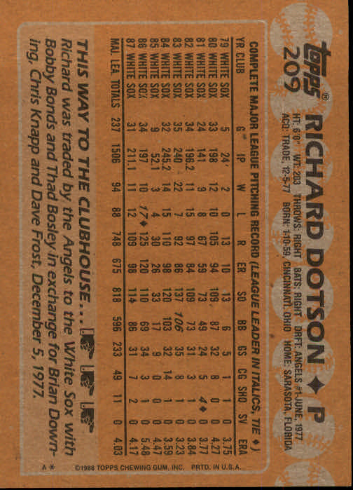 1988 Topps Baseball Card Pick 1-254 - Picture 413 of 499