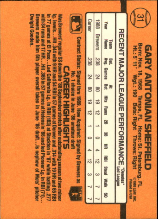A9832- 1989 Donruss Baseball Cards 1-250 +Rookies -You Pick- 10+ FREE US SHIP - Picture 63 of 501