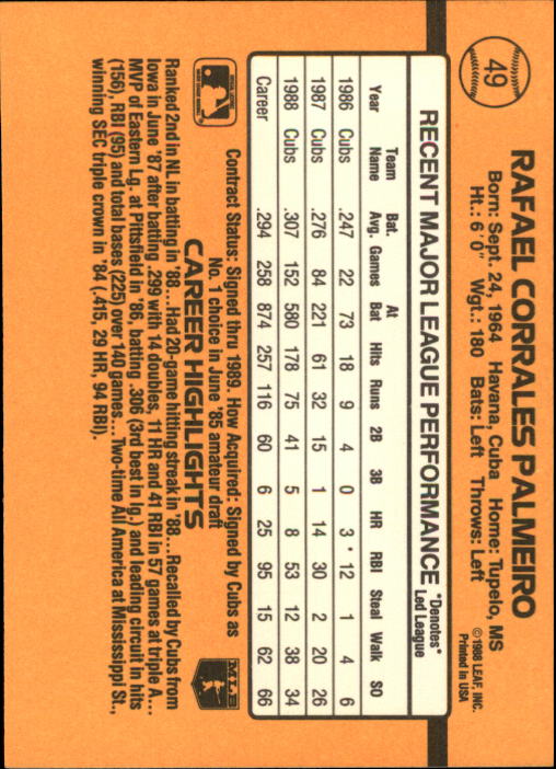 A9832- 1989 Donruss Baseball Cards 1-250 +Rookies -You Pick- 10+ FREE US SHIP - Picture 99 of 501