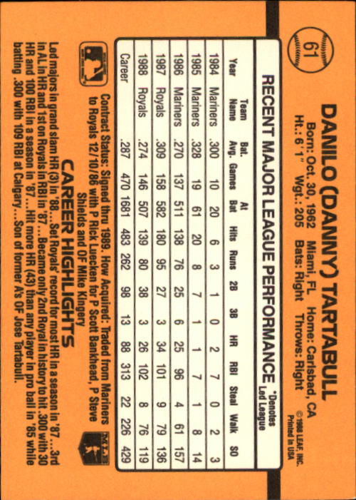 A9832- 1989 Donruss Baseball Cards 1-250 +Rookies -You Pick- 10+ FREE US SHIP - Picture 123 of 501