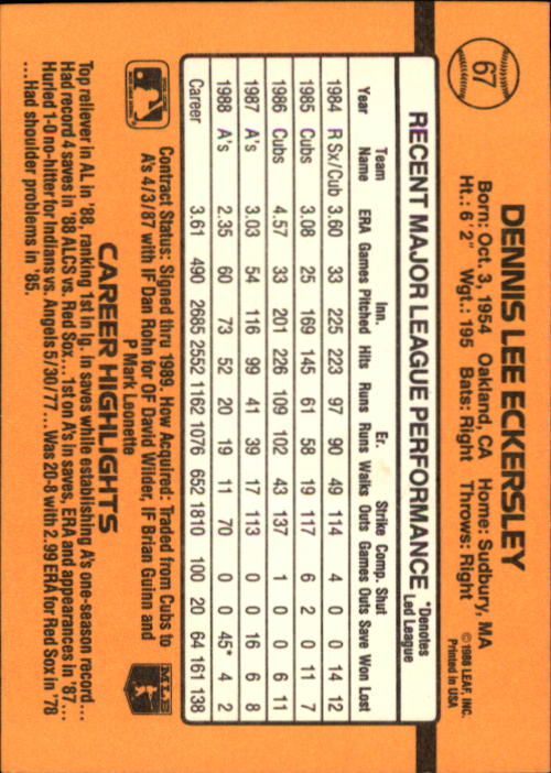A9832- 1989 Donruss Baseball Cards 1-250 +Rookies -You Pick- 10+ FREE US SHIP - Picture 135 of 501