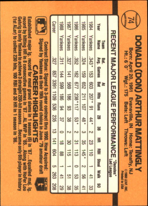 A9832- 1989 Donruss Baseball Cards 1-250 +Rookies -You Pick- 10+ FREE US SHIP - Picture 149 of 501