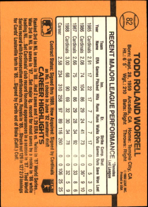 A9832- 1989 Donruss Baseball Cards 1-250 +Rookies -You Pick- 10+ FREE US SHIP - Picture 165 of 501