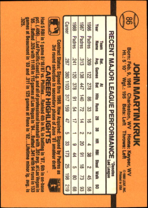 A9832- 1989 Donruss Baseball Cards 1-250 +Rookies -You Pick- 10+ FREE US SHIP - Picture 173 of 501