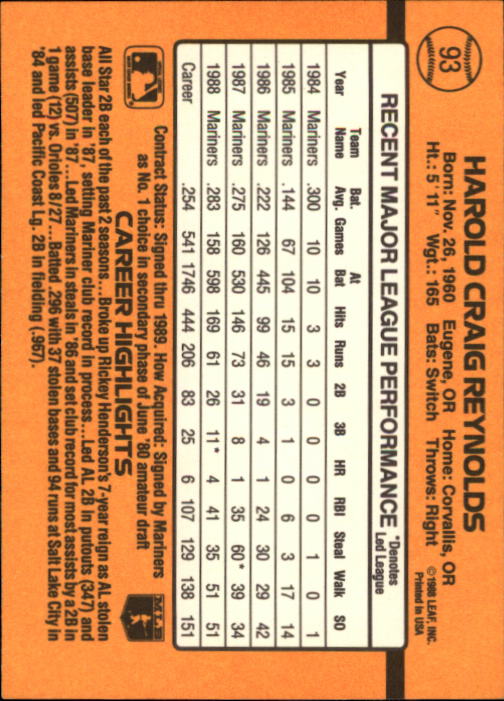 A9832- 1989 Donruss Baseball Cards 1-250 +Rookies -You Pick- 10+ FREE US SHIP - Picture 187 of 501