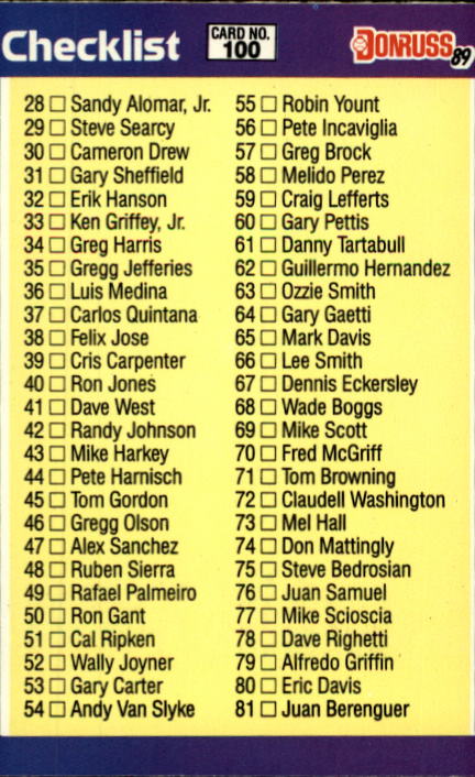 A9832- 1989 Donruss Baseball Cards 1-250 +Rookies -You Pick- 10+ FREE US SHIP - Picture 200 of 501