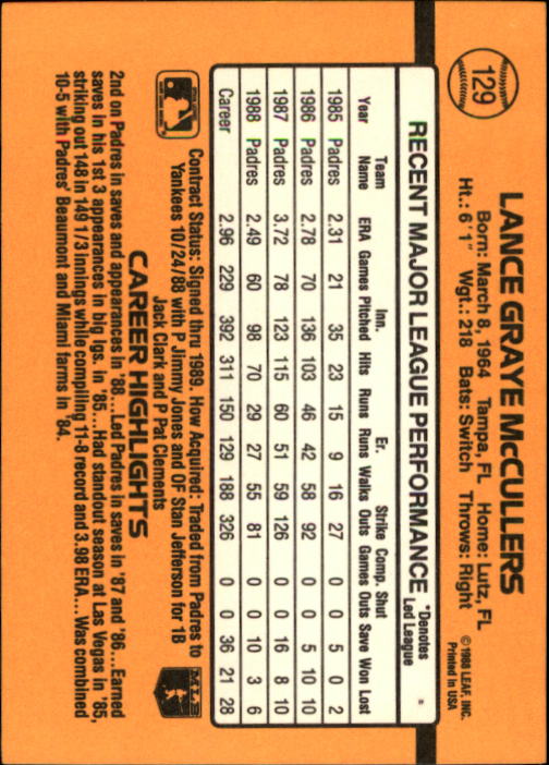 A9832- 1989 Donruss Baseball Cards 1-250 +Rookies -You Pick- 10+ FREE US SHIP - Picture 259 of 501
