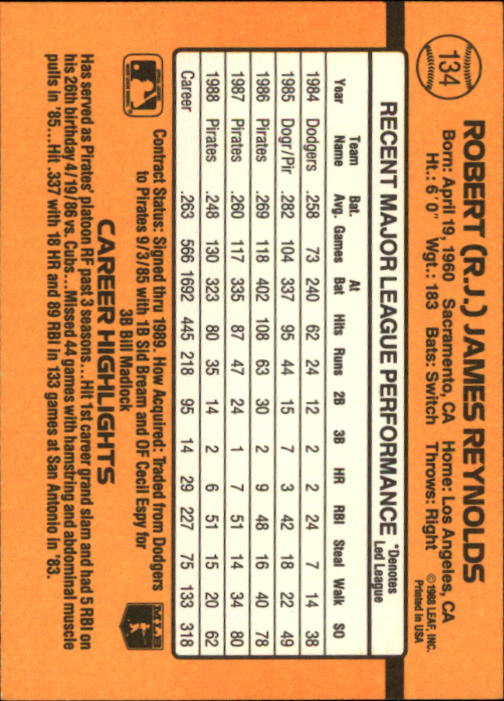 A9832- 1989 Donruss Baseball Cards 1-250 +Rookies -You Pick- 10+ FREE US SHIP - Picture 269 of 501