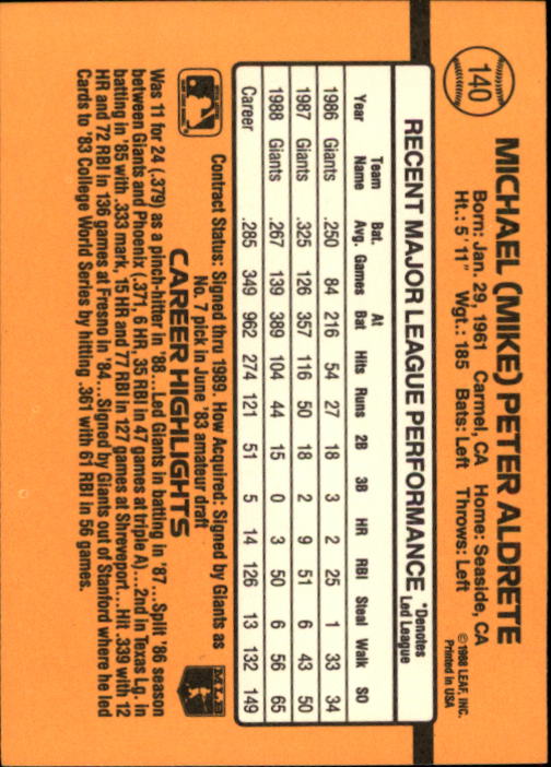 A9832- 1989 Donruss Baseball Cards 1-250 +Rookies -You Pick- 10+ FREE US SHIP - Picture 281 of 501