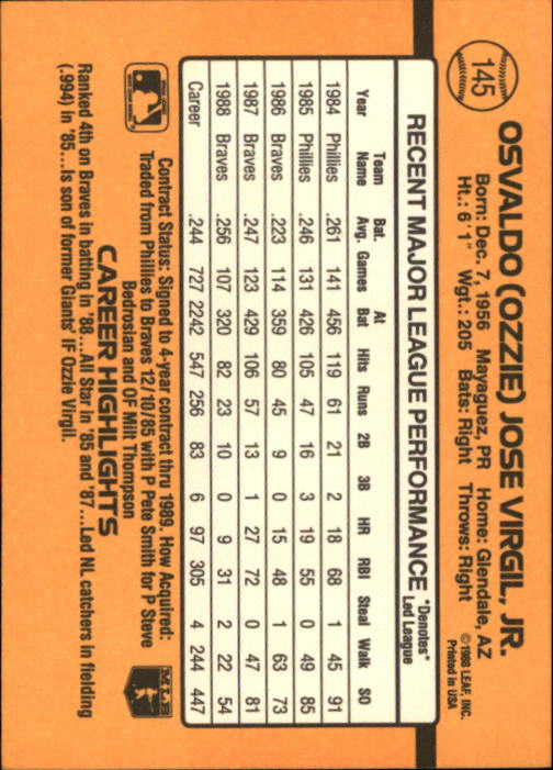 A9832- 1989 Donruss Baseball Cards 1-250 +Rookies -You Pick- 10+ FREE US SHIP - Picture 291 of 501