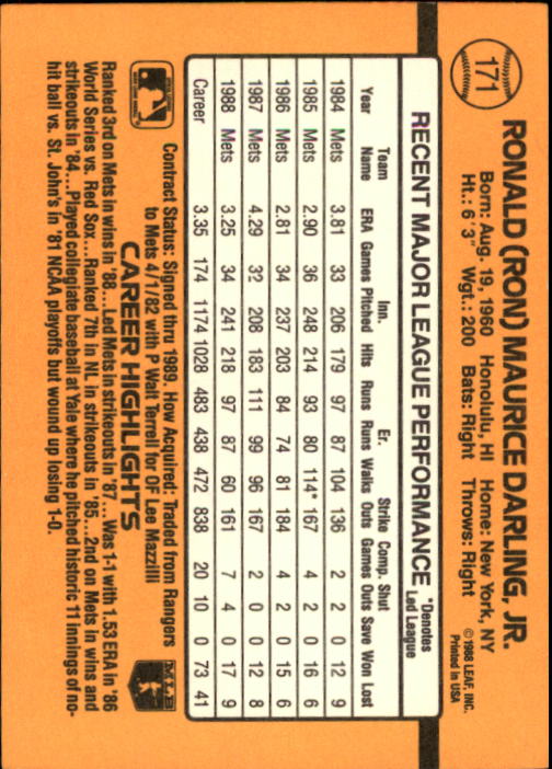 A9832- 1989 Donruss Baseball Cards 1-250 +Rookies -You Pick- 10+ FREE US SHIP - Picture 343 of 501