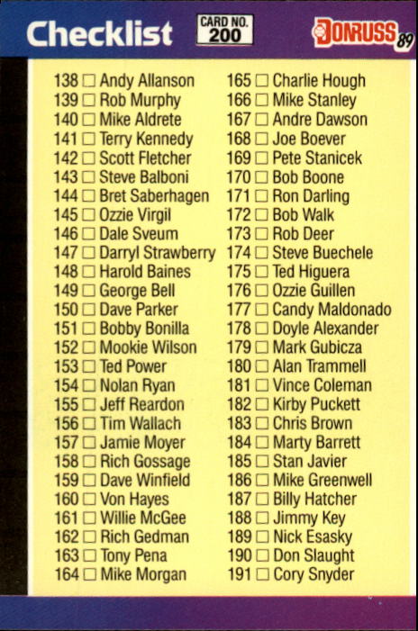 A9832- 1989 Donruss Baseball Cards 1-250 +Rookies -You Pick- 10+ FREE US SHIP - Picture 400 of 501
