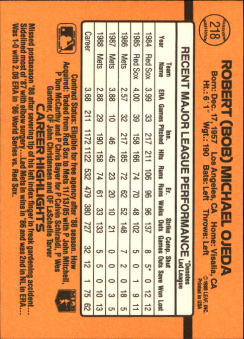 A9832- 1989 Donruss Baseball Cards 1-250 +Rookies -You Pick- 10+ FREE US SHIP - Picture 437 of 501