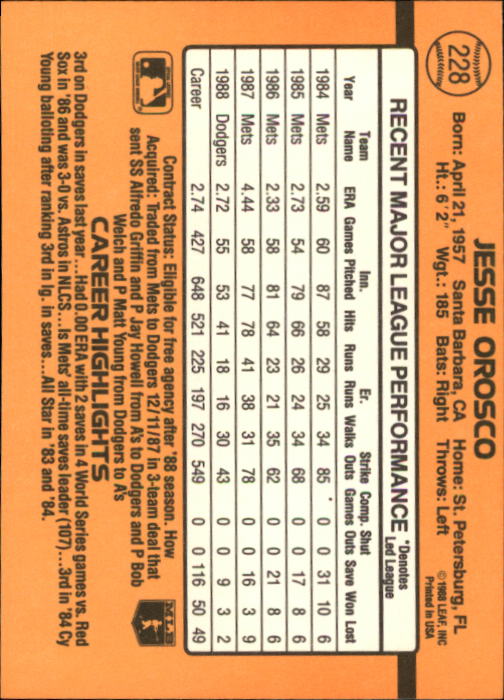 A9832- 1989 Donruss Baseball Cards 1-250 +Rookies -You Pick- 10+ FREE US SHIP - Picture 457 of 501