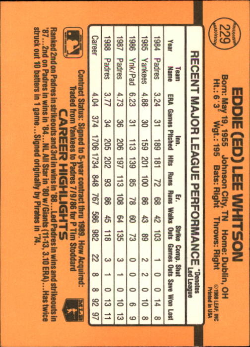 A9832- 1989 Donruss Baseball Cards 1-250 +Rookies -You Pick- 10+ FREE US SHIP - Picture 459 of 501