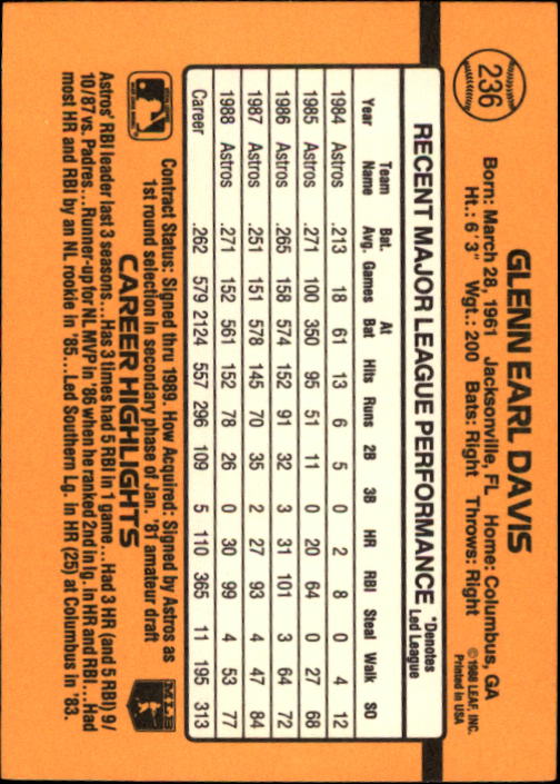 A9832- 1989 Donruss Baseball Cards 1-250 +Rookies -You Pick- 10+ FREE US SHIP - Picture 473 of 501