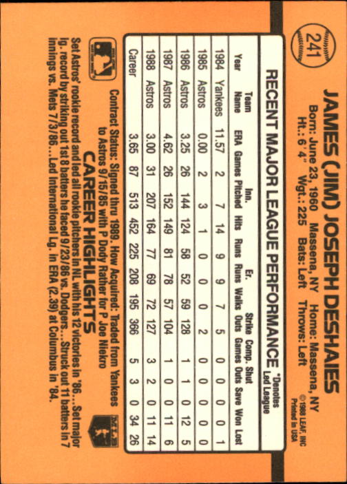 A9832- 1989 Donruss Baseball Cards 1-250 +Rookies -You Pick- 10+ FREE US SHIP - Picture 483 of 501