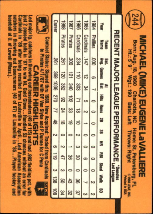 A9832- 1989 Donruss Baseball Cards 1-250 +Rookies -You Pick- 10+ FREE US SHIP - Picture 489 of 501