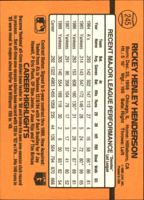 A9832- 1989 Donruss Baseball Cards 1-250 +Rookies -You Pick- 10+ FREE US SHIP - Picture 491 of 501