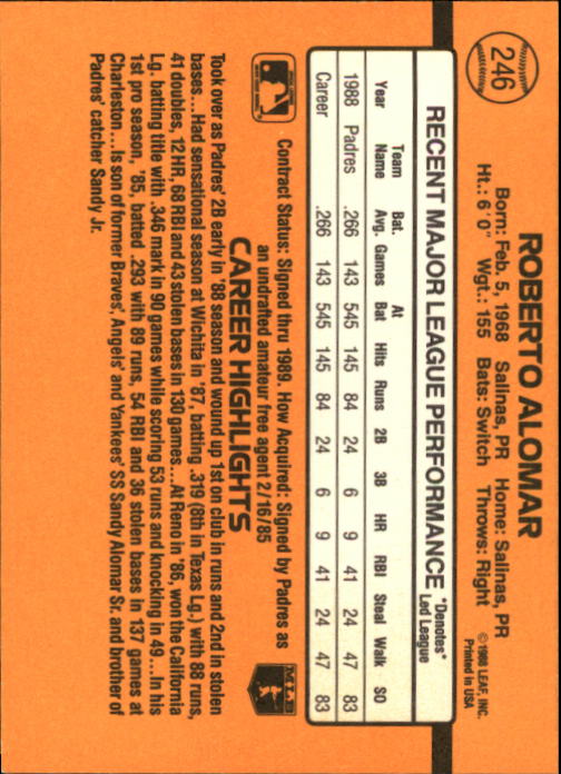 A9832- 1989 Donruss Baseball Cards 1-250 +Rookies -You Pick- 10+ FREE US SHIP - Picture 493 of 501