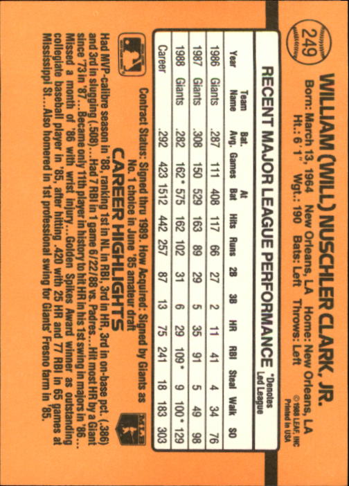 A9832- 1989 Donruss Baseball Cards 1-250 +Rookies -You Pick- 10+ FREE US SHIP - Picture 499 of 501