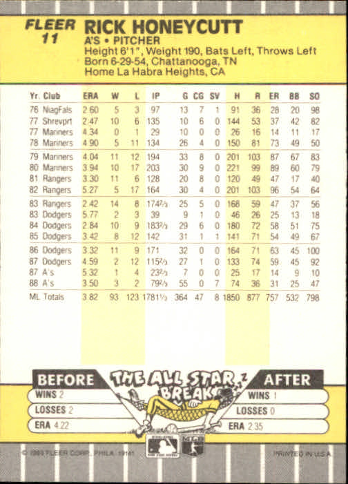 B2619- 1989 Fleer Baseball Card #s 1-244 +Rookies -You Pick- 10+ FREE US SHIP - Picture 23 of 493