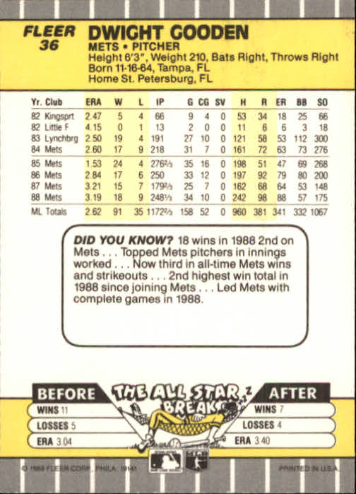 B2619- 1989 Fleer Baseball Card #s 1-244 +Rookies -You Pick- 10+ FREE US SHIP - Picture 73 of 493
