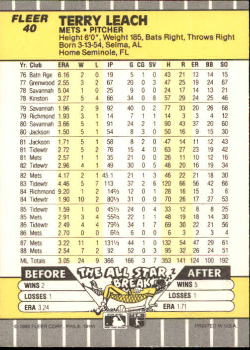 B2619- 1989 Fleer Baseball Card #s 1-244 +Rookies -You Pick- 10+ FREE US SHIP - Picture 81 of 493