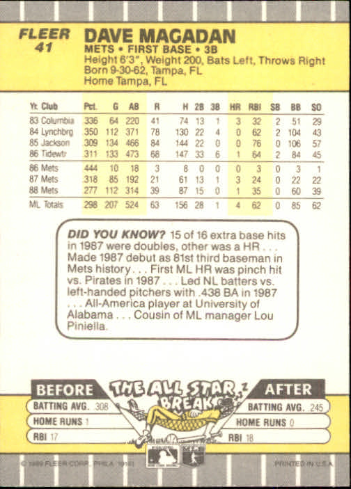 B2619- 1989 Fleer Baseball Card #s 1-244 +Rookies -You Pick- 10+ FREE US SHIP - Picture 83 of 493