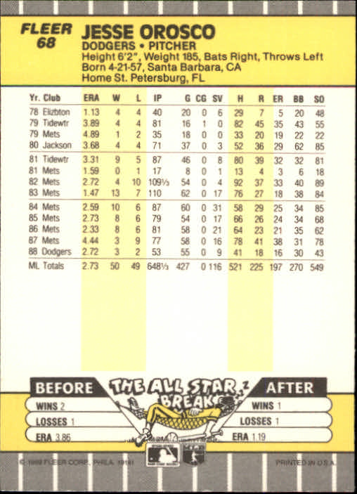 B2619- 1989 Fleer Baseball Card #s 1-244 +Rookies -You Pick- 10+ FREE US SHIP - Picture 137 of 493