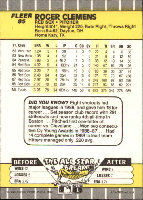 B2619- 1989 Fleer Baseball Card #s 1-244 +Rookies -You Pick- 10+ FREE US SHIP - Picture 171 of 493