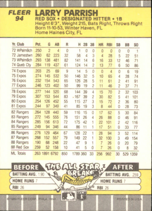 B2619- 1989 Fleer Baseball Card #s 1-244 +Rookies -You Pick- 10+ FREE US SHIP - Picture 189 of 493