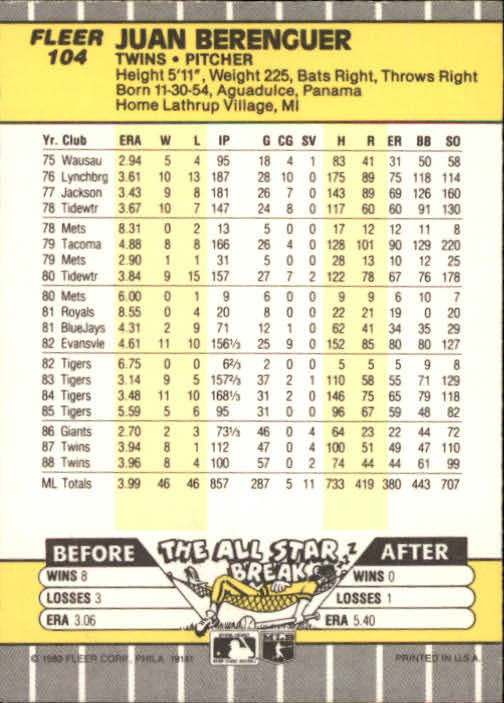 B2619- 1989 Fleer Baseball Card #s 1-244 +Rookies -You Pick- 10+ FREE US SHIP - Picture 209 of 493