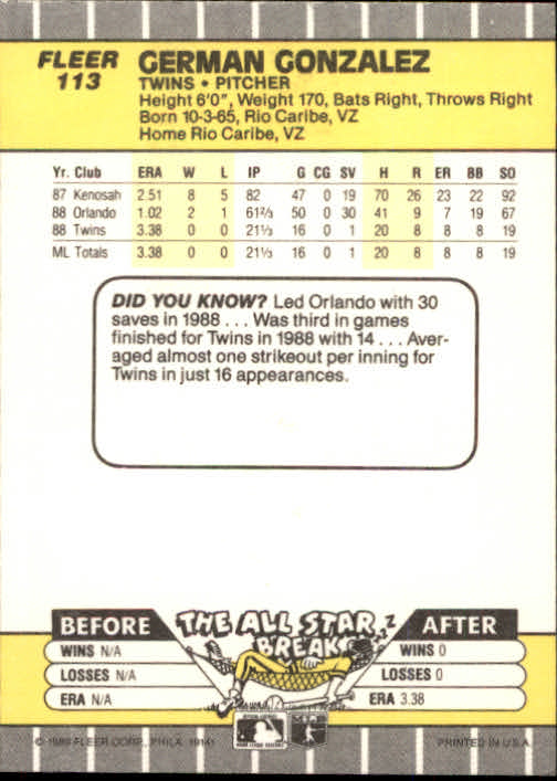 B2619- 1989 Fleer Baseball Card #s 1-244 +Rookies -You Pick- 10+ FREE US SHIP - Picture 227 of 493