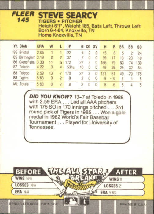 B2619- 1989 Fleer Baseball Card #s 1-244 +Rookies -You Pick- 10+ FREE US SHIP - Picture 295 of 493