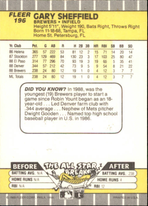 B2619- 1989 Fleer Baseball Card #s 1-244 +Rookies -You Pick- 10+ FREE US SHIP - Picture 397 of 493