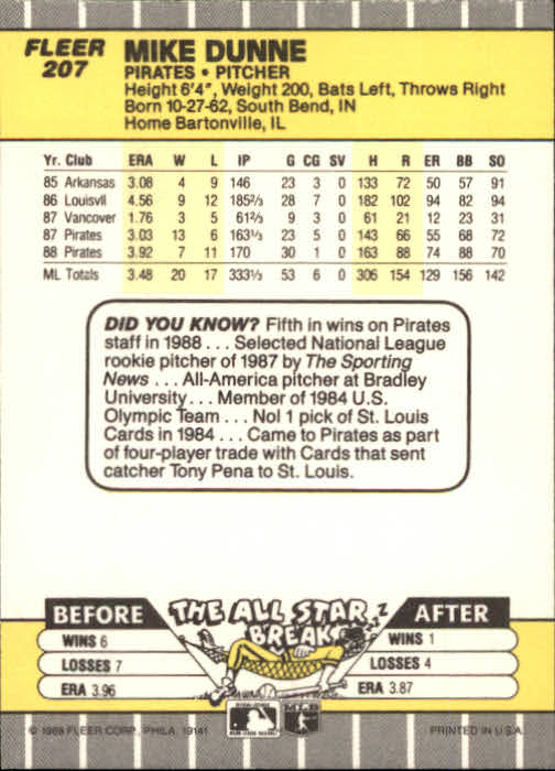 B2619- 1989 Fleer Baseball Card #s 1-244 +Rookies -You Pick- 10+ FREE US SHIP - Picture 419 of 493